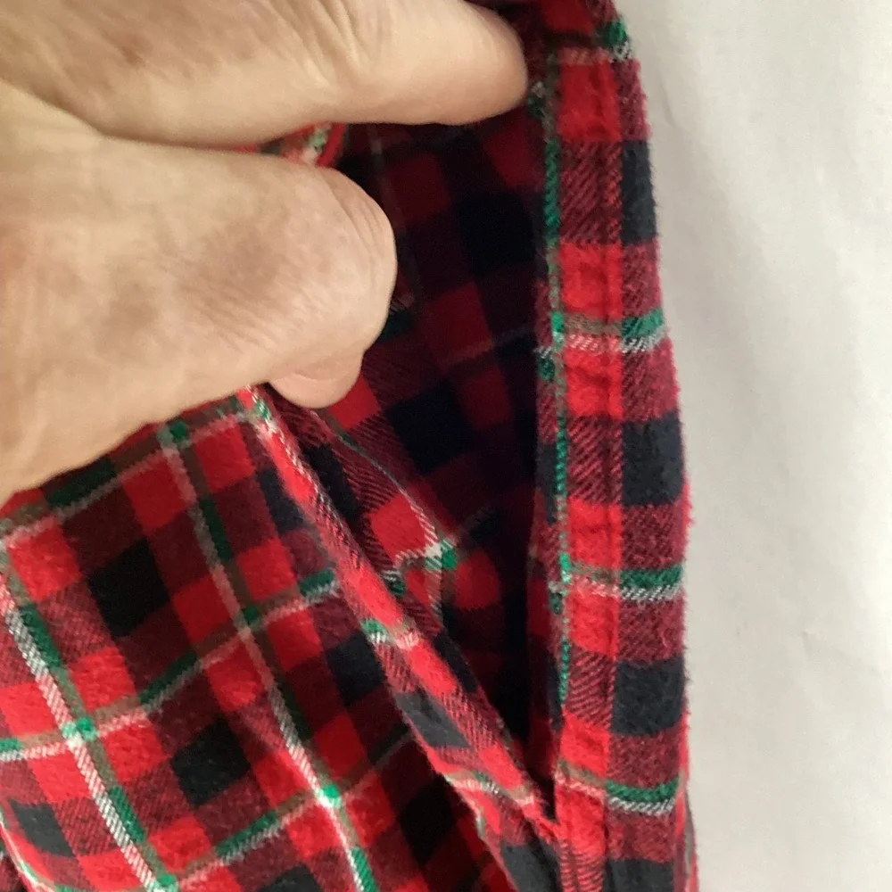 Lands End Plaid Pajama Pants Women L 14 16 Red  Green Flannel Drawstring Pockets - Picture 8 of 8